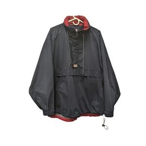 Vintage Chaps Ralph Lauren Mens Jacket Blue Red 1/4 Zip Windbreaker Pullover XL